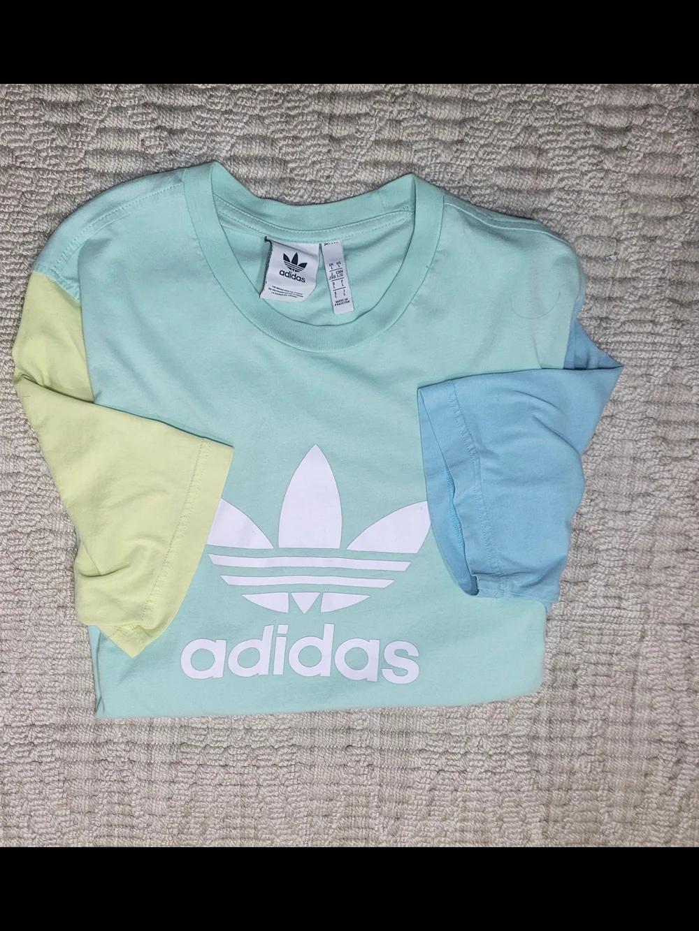 adidas Originals Trefoil Colorblock T-Shirt Mint Green Pastel Yellow Blue